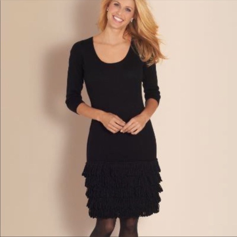 CALVIN KLEIN XL Black Fringe Sweater Dress